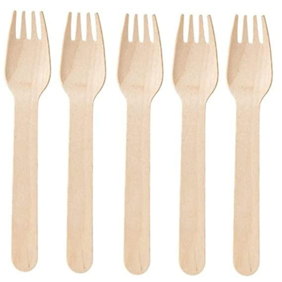 Disposable Wooden Fork -Pack of 100, 14 mm