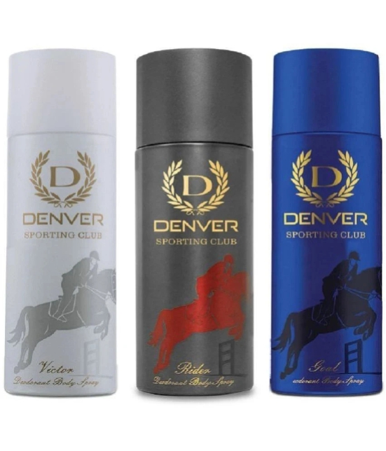 Denver Goal + Rider + Victor Deodorant Spray for Men 600 ml ( Pack of 3 )