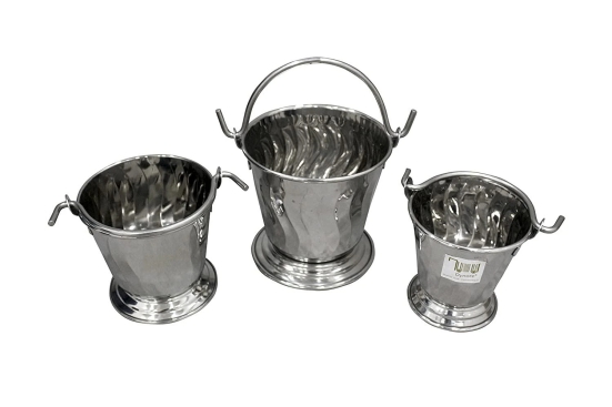 DYNAMIC STORE Dynore Stainless Steel Serving Bucket- Set Of 3