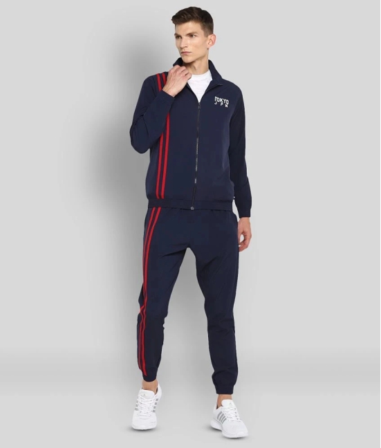 YUUKI - Navy Blue Polyester Regular Fit Striped Mens Sports Tracksuit ( Pack of 1 ) - XL