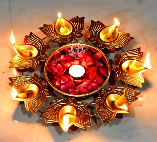 Urli Bowl Handcrafted Bowl for Flowers and T- Light Candles Table Decor Diwali Home Decor Decoration. (Peacock Urli).