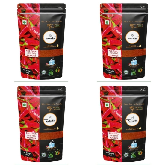 Neetacha Premium Cryogenic Teekha Lal Chilli Powder | 400 g | Red Hot Chilli Powder with No Added Flavours, Colours or Oil (Pack of 4)