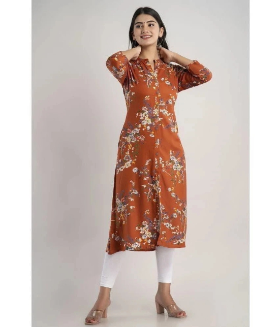 MAUKA - Brown Rayon Womens Front Slit Kurti ( Pack of 1 ) - None