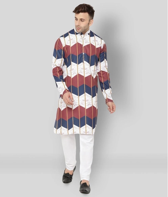 Hangup White Cotton Kurta Pyjama Set Single Pack - None