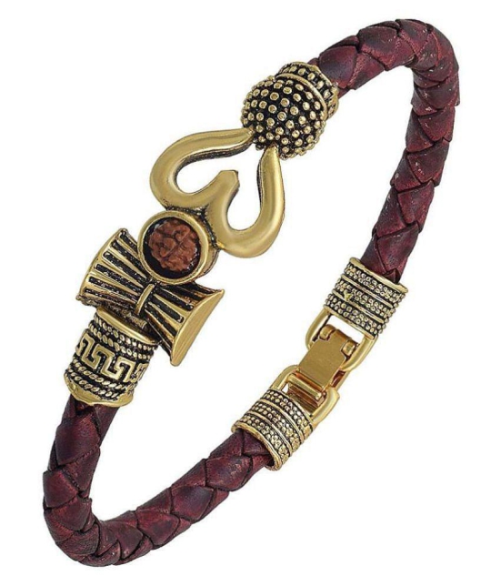 Diplai Bahubali Kada Mahakal Kada Bracelet With Leather Band Studded With Rudraksha Shiv Shankar Kada For Men Boys Girls