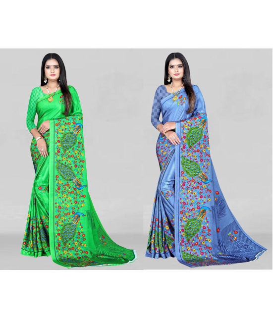 LEELAVATI - Multicolor Crepe Saree With Blouse Piece ( Pack of 2 ) - Multicolor