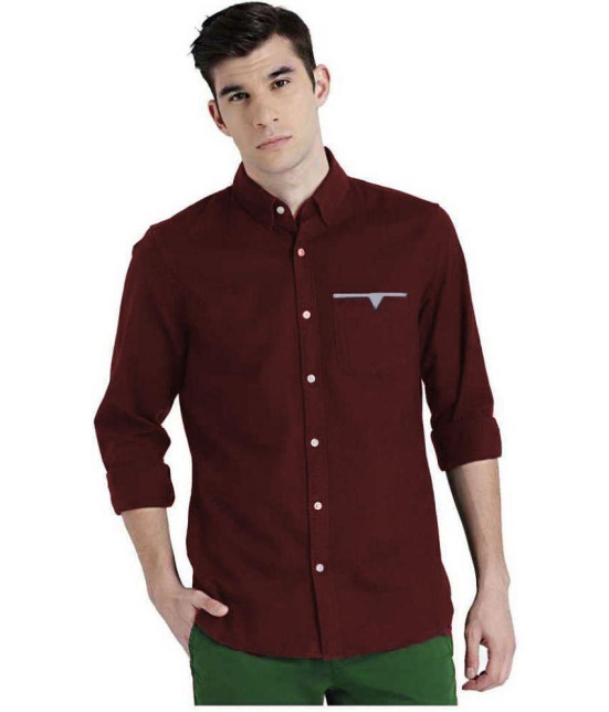 Life Roads - Maroon Cotton Slim Fit Men's Casual Shirt (Pack of 1 ) - None