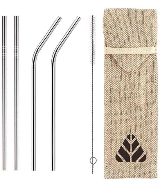 Rusabl Stainless Steel Silver Straws - Silver