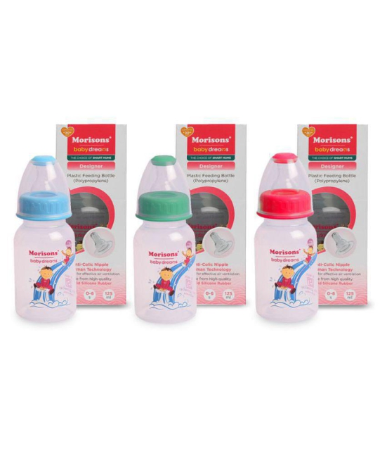 Morisons Baby Dreams - Multicolor 125 ml Feeding Bottle (Pack of 3)