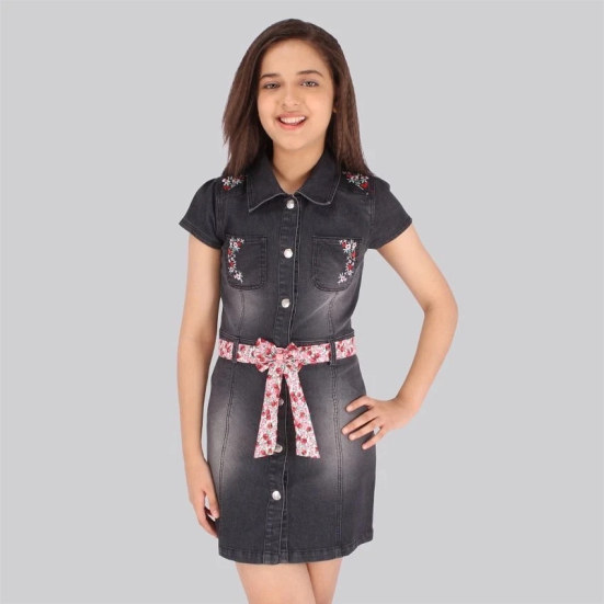 Cutecumber - Black Denim Girls Shirt Dress ( Pack of 1 ) - None