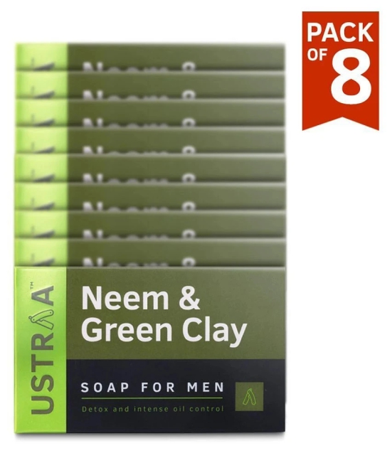 Ustraa Neem & Green Clay Soap, 100gm (Pack of 8)