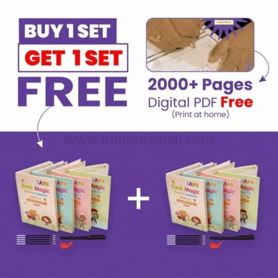 Magic Book Buy 1 set & Get 1 set FREE ( 8 Book + 20 Refill+2 Pen+2 Grip ) + FREE Learning 2000+ pages PDF worksheet for kids