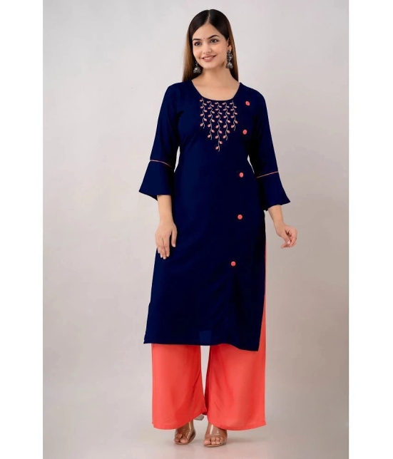 Kapadia - Navy Blue Rayon Womens Straight Kurti ( Pack of 1 ) - None