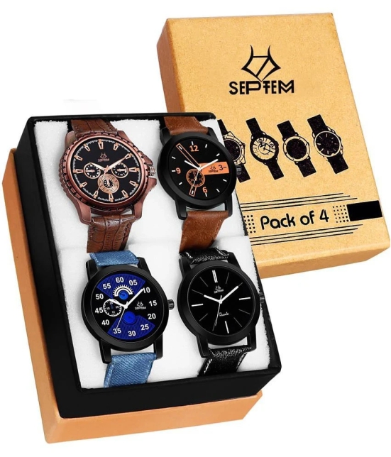 Septem Multicolor Leather Analog Mens Watch