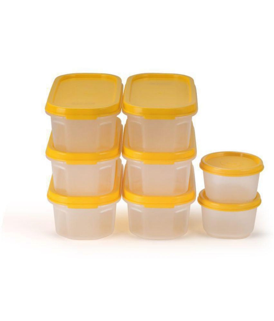 Oliveware Polyproplene Black Dal Container ( Set of 8 ) - Yellow