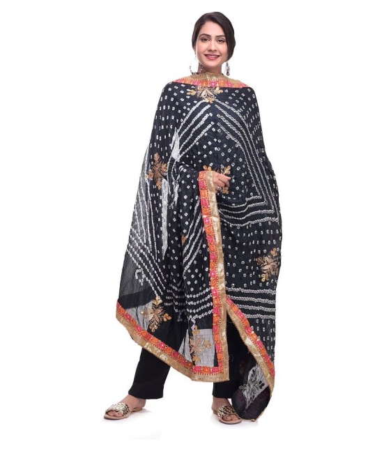 Apratim Black Art Silk Gota Patti Dupatta