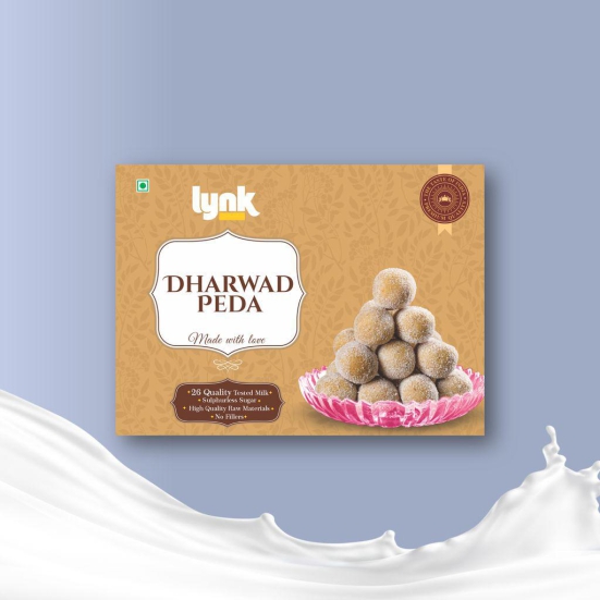 Lynk Dharwad Peda 400 gm - Authentic Indian Sweet Made with Milk Solids. Classic Dharwad Delight for Festive Joy! Perfectly Sweet Moments in Every Piece. Freshness Guaranteed. Order Now!