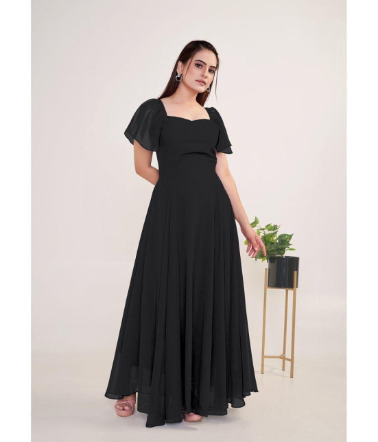 JASH CREATION - Black Georgette Womens Gown ( Pack of 1 ) - None