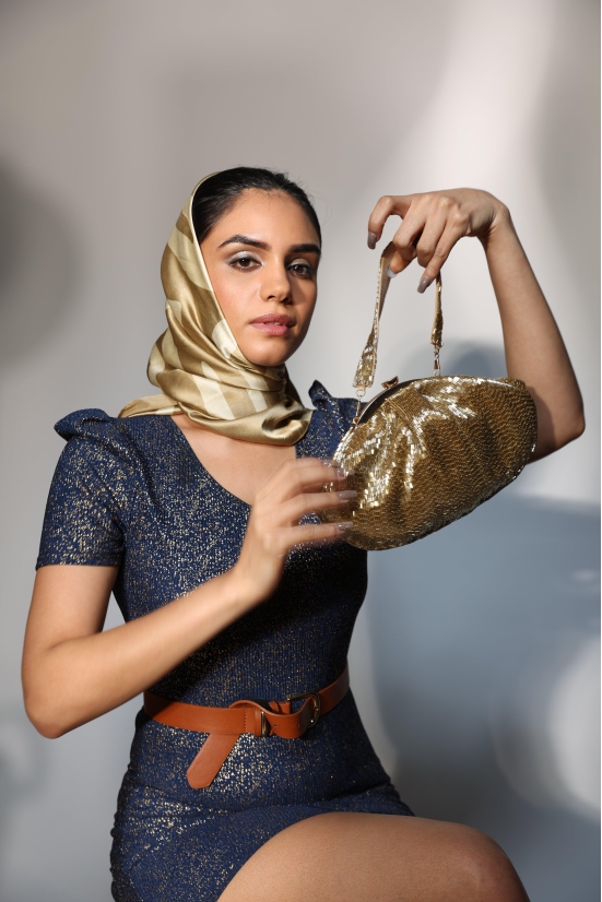 Golden Clutch shoulder bag an ideal crystals bag