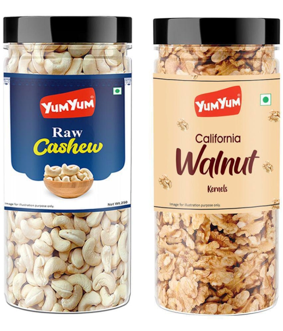 YUM YUM Dry Fruits Combo Pack 300gm Cashews & Walnut Kernels- Kaju & Akhrot Giri (150g x 2)