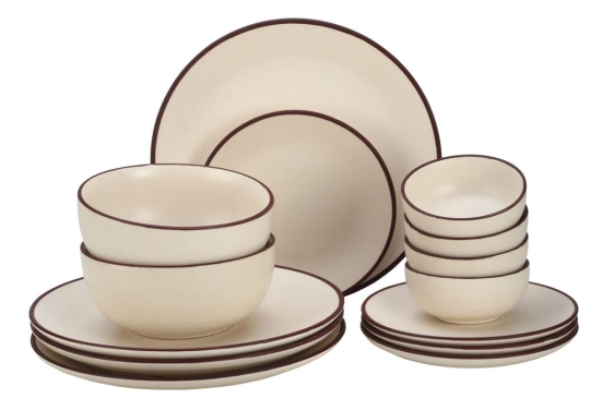 Handcrafted Stoneware Reactive Glaze Ceramic Dinner Set, 14 Pieces Serving for 4, Microwave and Dishwasher Safe, Bone-ash Free, Crockery Set for Dining and Gifting, Off White