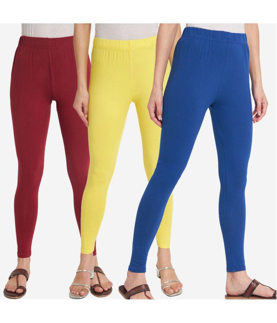 SELETA - Multicolor Cotton Women's Leggings ( Pack of 3 ) - None