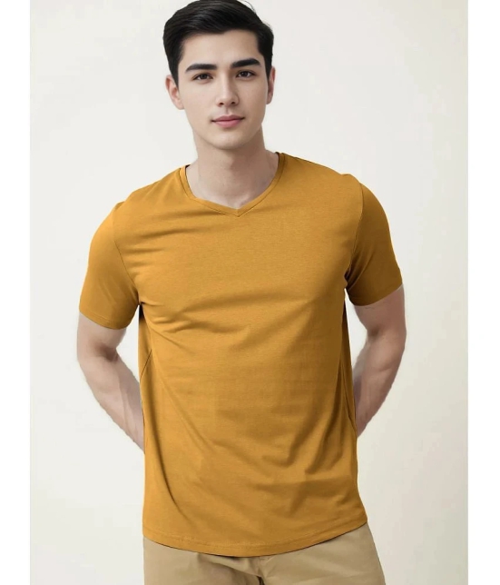 Radprix Cotton Regular Fit Solid Half Sleeves Mens T-Shirt - Yellow ( Pack of 1 ) - None