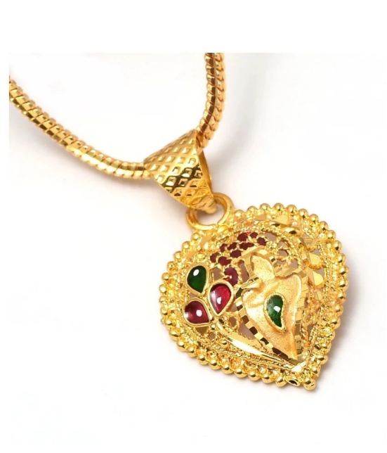 jewar Mandi chain locket fine one gram gold plated 24 inch daily use for men womens boys girls children - Golden