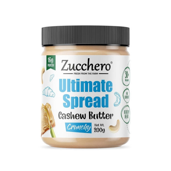 Zucchero Cashew Butter, Crunchy, 200G - The Ultimate Spread | Unsweetened | 100% Natural