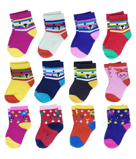 FOK Baby Cotton Socks From 10-11 Years - Pack of 4, Random Color - 10-11Years