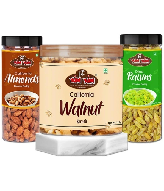 YUM YUM Dry Fruits Combo Pack - (Badam, Green Kishmish And Walnut Kernels) 475g