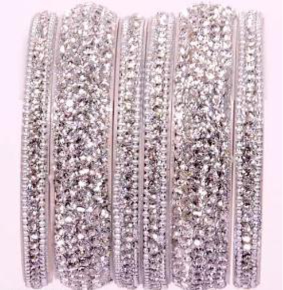 SHANVI BANGLES New Collection Kangan Set With Zircon Gemstone and Glitter Studded Work For Women and Girls ( PACK OF 6 BANGLES )-2.4 / Zircon Gemstone