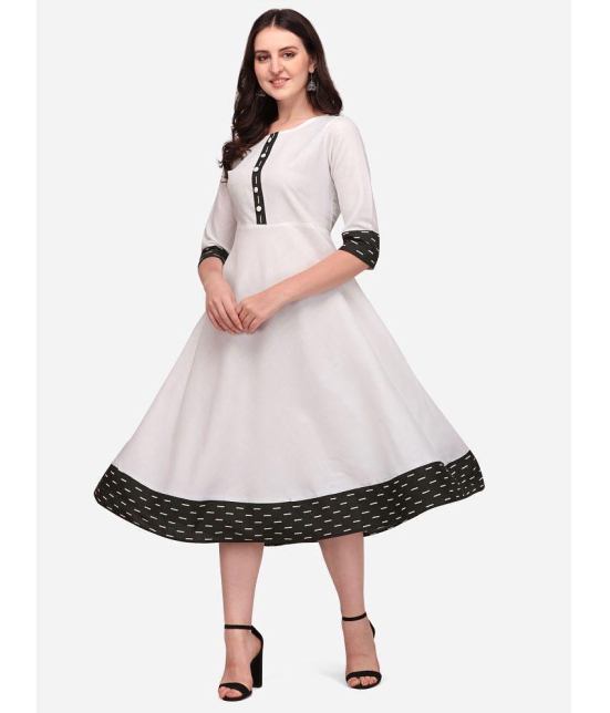 Estela - White Cotton Blend Women's Anarkali Kurti ( Pack of 1 ) - None