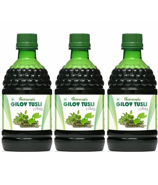 NUTROCOPIA Giloy Tulsi Juice | Fresh Tulsi and Giloy to Support Immune Health Pack of 3 of 400ML