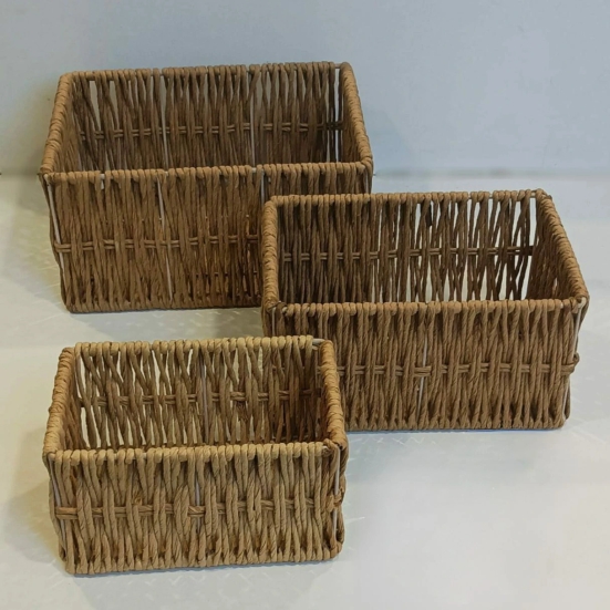 Rafia Storage Baskets Set of 3-Beige