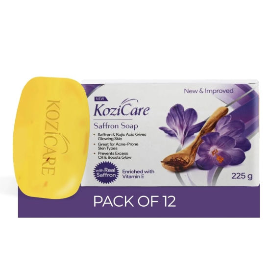 Kozicare Kojic Acid Soap  Glutathione Soap  Saffron Soap  Body Tan Removal Soap  Detan Soap  Soap for Men  Women  For Dark Spots Excess Oil  Acne Scars  Even Out Skin Tone - Pack of 12-Kozicare K