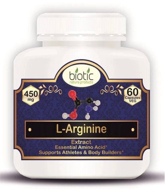 Biotic L Arginine Capsules - LArginine Extract 450 mg (Veg Capsules) 60 gm