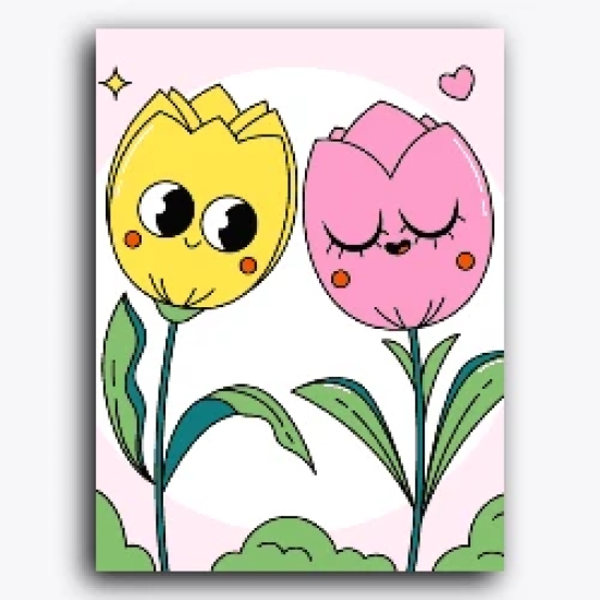 Tulips in Love-Canvas Board