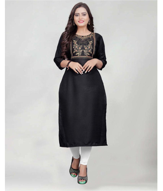 BROTHERS DEAL - Black Cotton Blend Women's Straight Kurti ( Pack of 1 ) - None