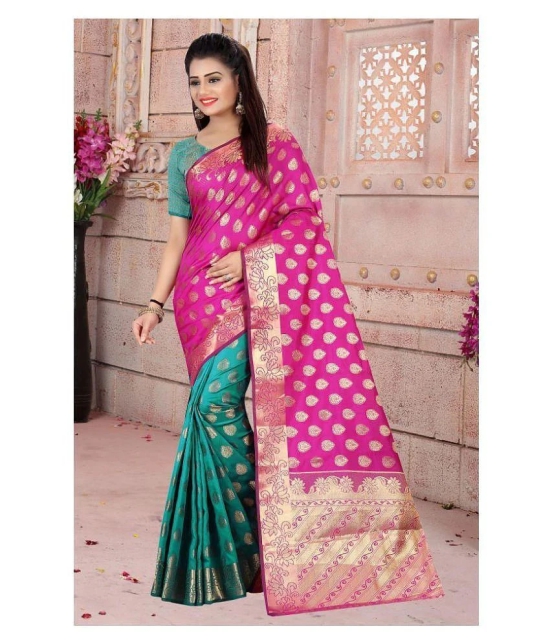 Gazal Fashions - Pink Silk Saree With Blouse Piece (Pack of 1)