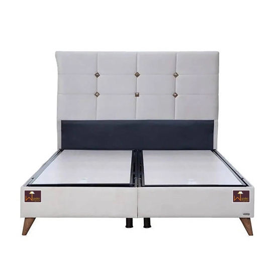 Queen Size Upholstered Wingback Headboard Bed with Storage-White