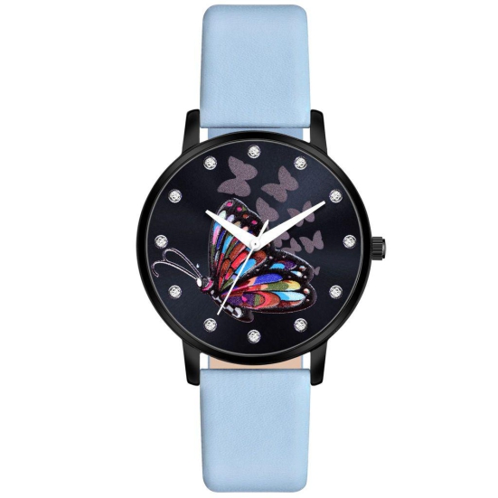 Loretta MT-380 Blue Leather Belt Slim Dial Women & Girls Watch