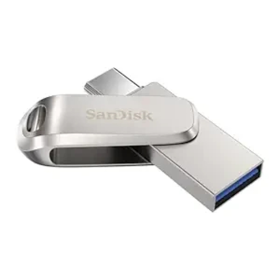 SanDisk 64GB SDDDC4 Ultra Dual Drive Luxe USB 3.1 Type-C Metal Pendrive (Silver)