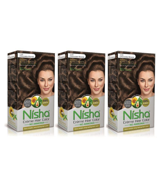 Nisha Cream Hair Color Long Lasting Permanent Hair Color Blonde Chocolate each 90 mL Pack of 3