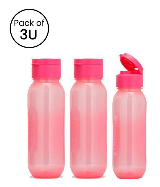 HOMETALES - Plastic BPA Free Water Bottle, Pack of 3 (600ml Each), Pink - Pink