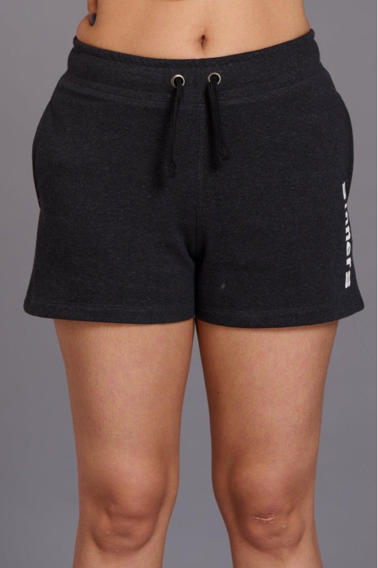 Sinner Printed Black Cotton Shorts for Women