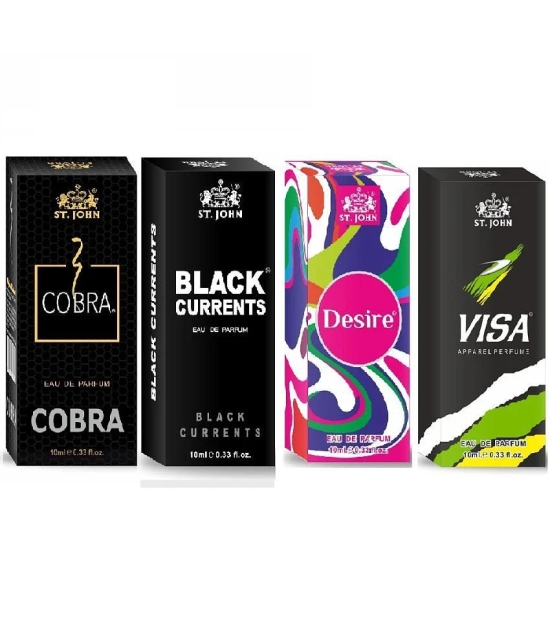 ST.JOHN Cobra Black Current,Cobra,Desire & Essence Pocket Perfume for Men 10 ml ( - Pack of 4 )