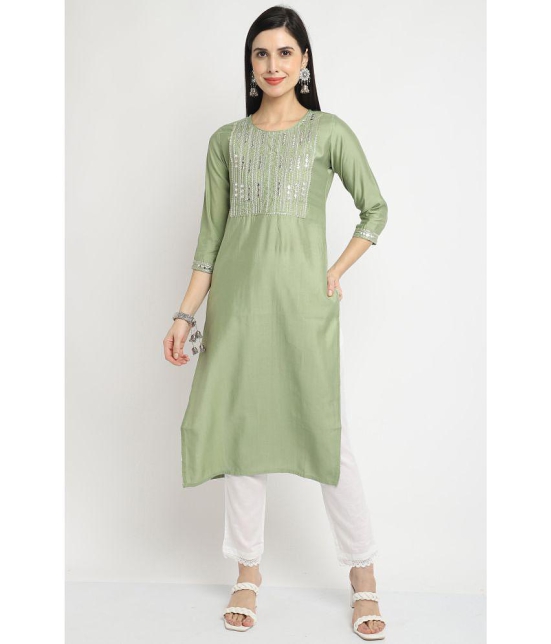 Rajnandini - Green Chanderi Women's A-line Kurti ( Pack of 1 ) - None