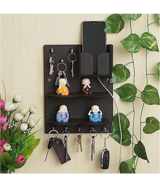 JaipurCrafts Black Wood Key Holder - Pack of 1