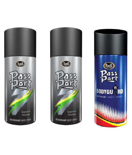 Monet Passport Black And Passport Bodyguard Deodorant Body Spray 150 ml Each Pack Of 3 Ideal For Men And Women - 450ml